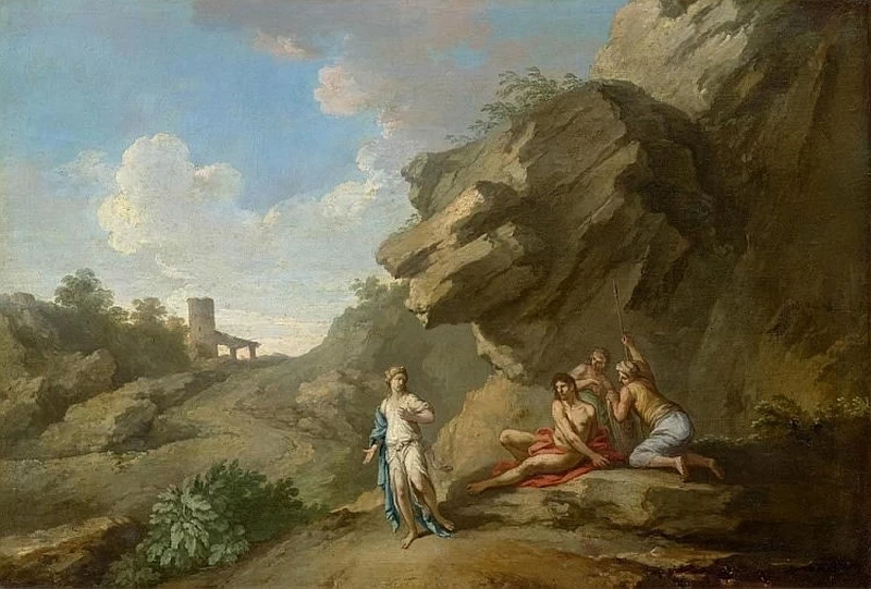 Paesaggio romano con figure